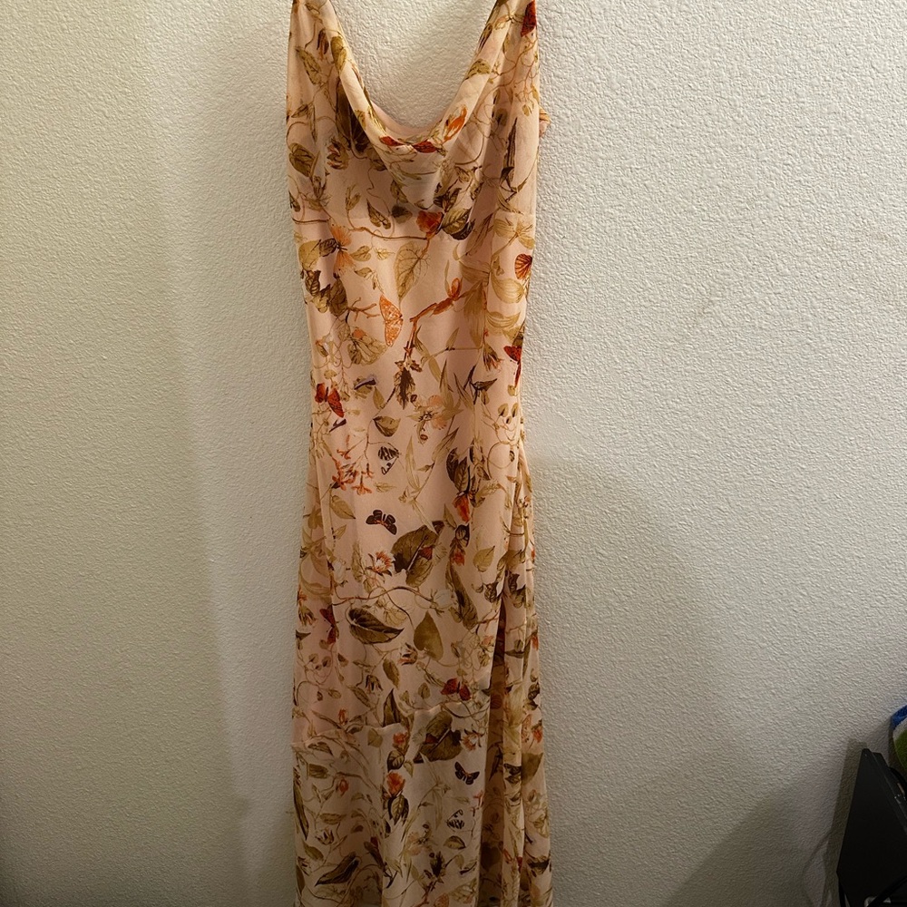 Forever 21 Blush Floral Cowl Neck Maxi Dress